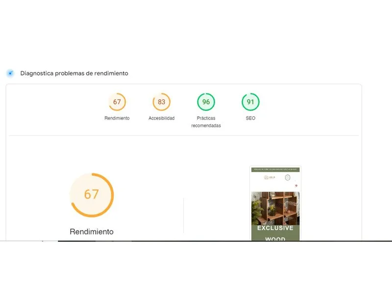 Diagnóstico de PageSpeed Insights de Tavolini